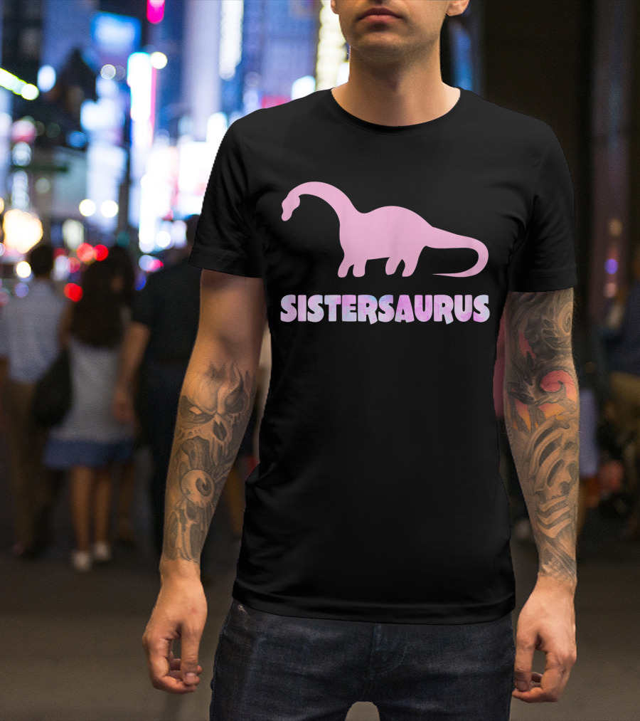 Sistersaurus Dinosaur Silhouette In T-Shirt