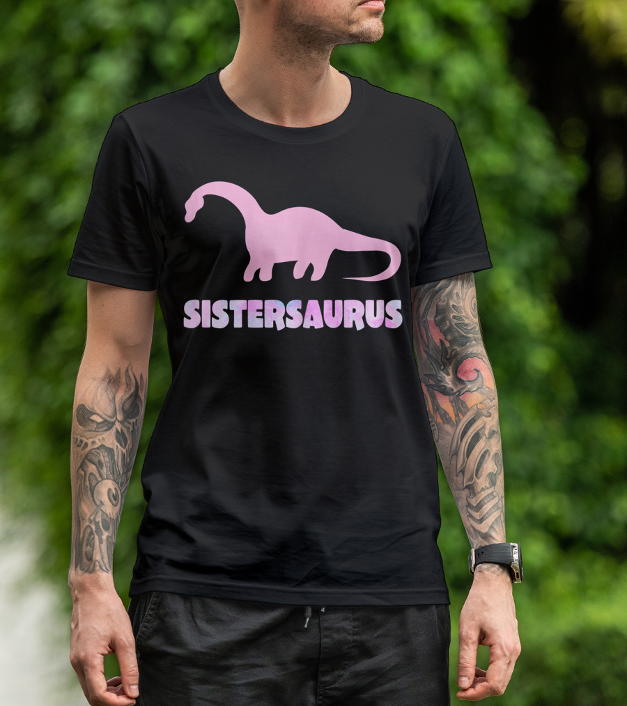 Sistersaurus Dinosaur Silhouette In T-Shirt