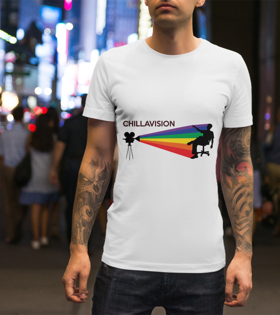 Chillavision First Edition Silhouette With Rainbow Camera Projection T-Shirt
