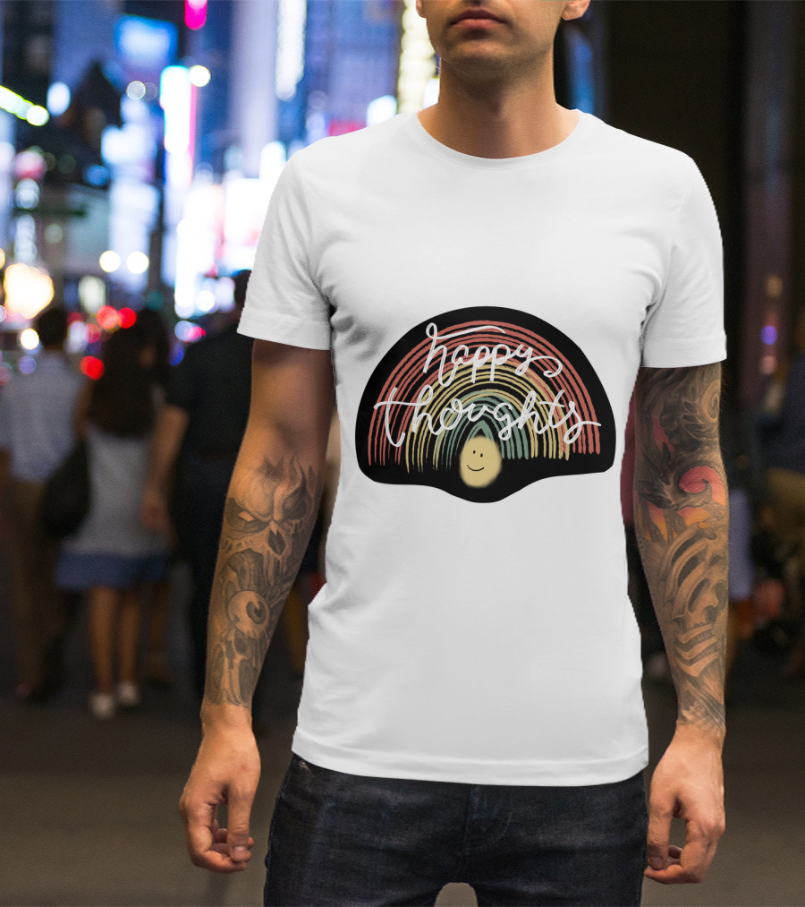 Happy Thoughts Rainbow Smiley Face T-Shirt