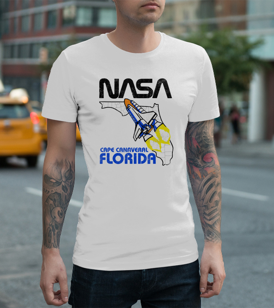 NASA Space Shuttle Florida Map Cape Canaveral T-Shirt