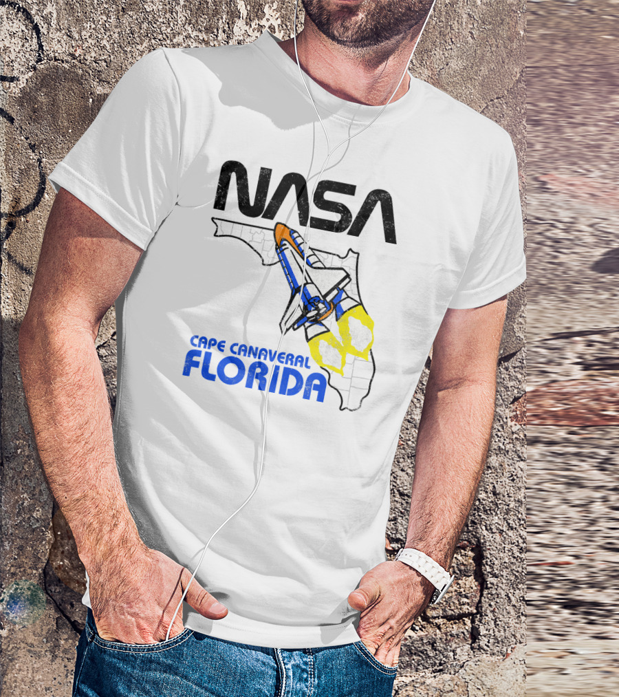 NASA Space Shuttle Florida Map Cape Canaveral T-Shirt