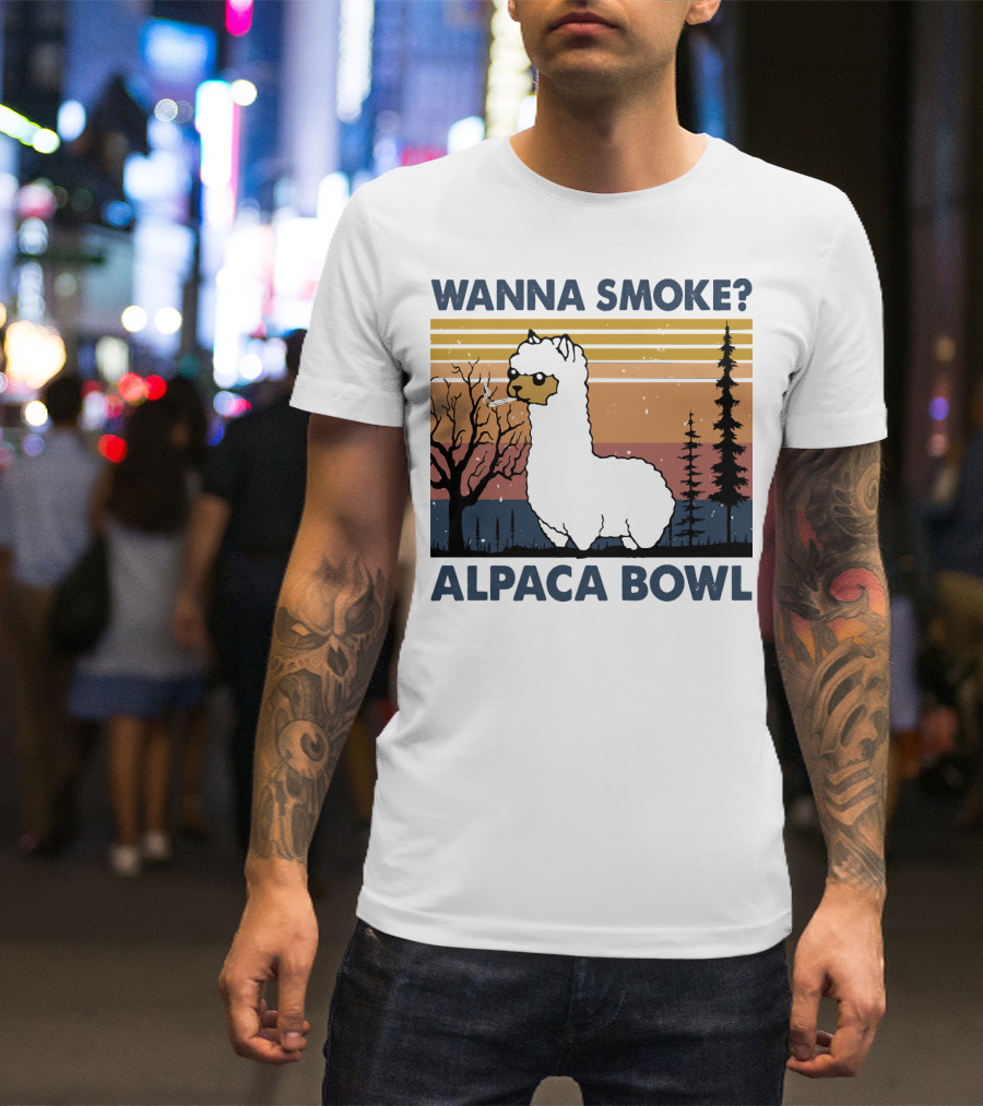 WANNA SMOKE ALPACA BOWL VINTAGE FOREST SUNSET ALPACA T-Shirt