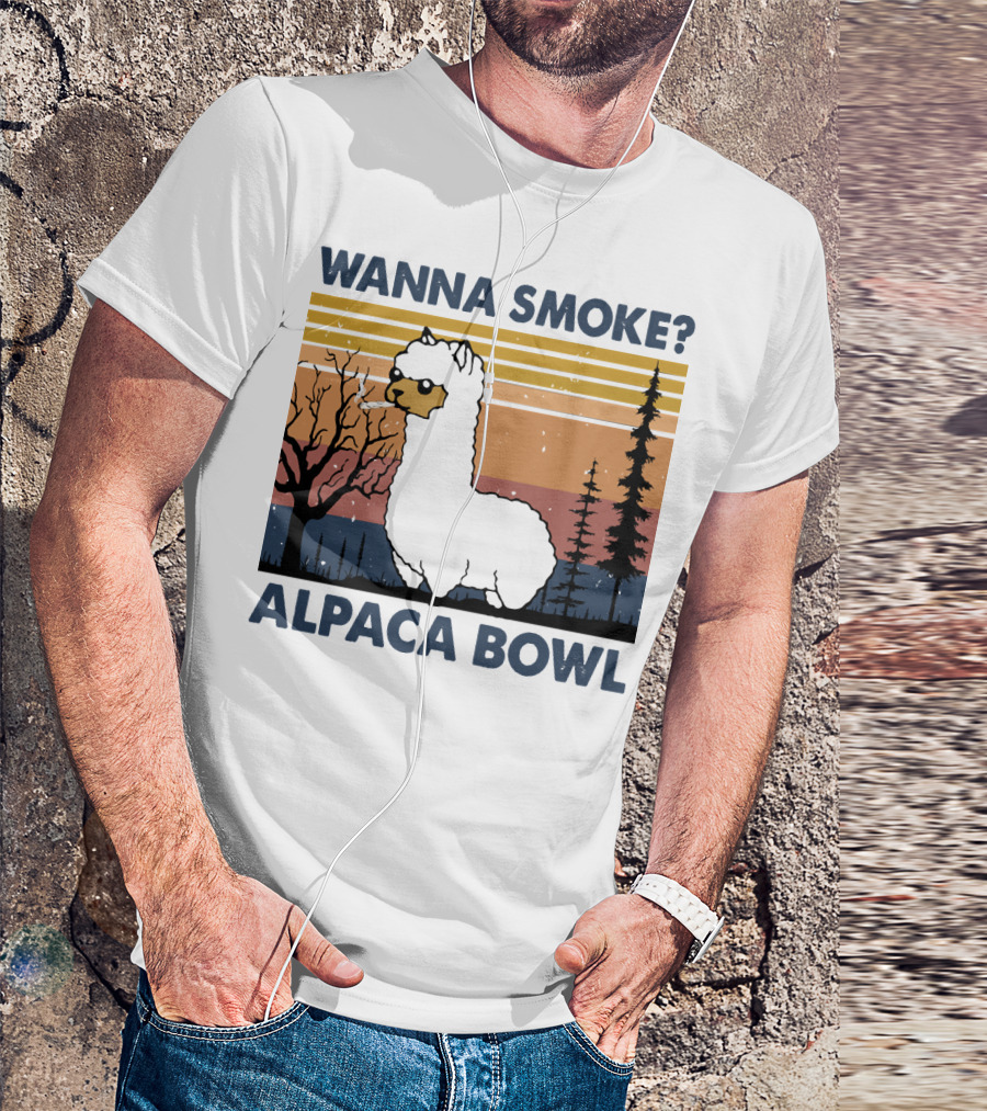 WANNA SMOKE ALPACA BOWL VINTAGE FOREST SUNSET ALPACA T-Shirt