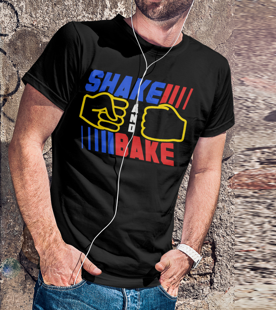 SHAKE AND BAKE Fist Bump Iconic Symbol Bold Colors T-Shirt