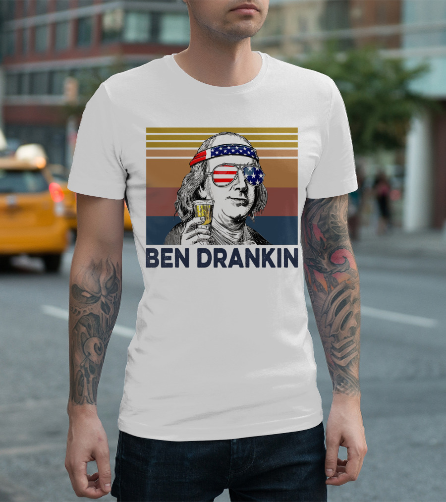Ben Drankin Vintage USA Patriotic Beer T-Shirt