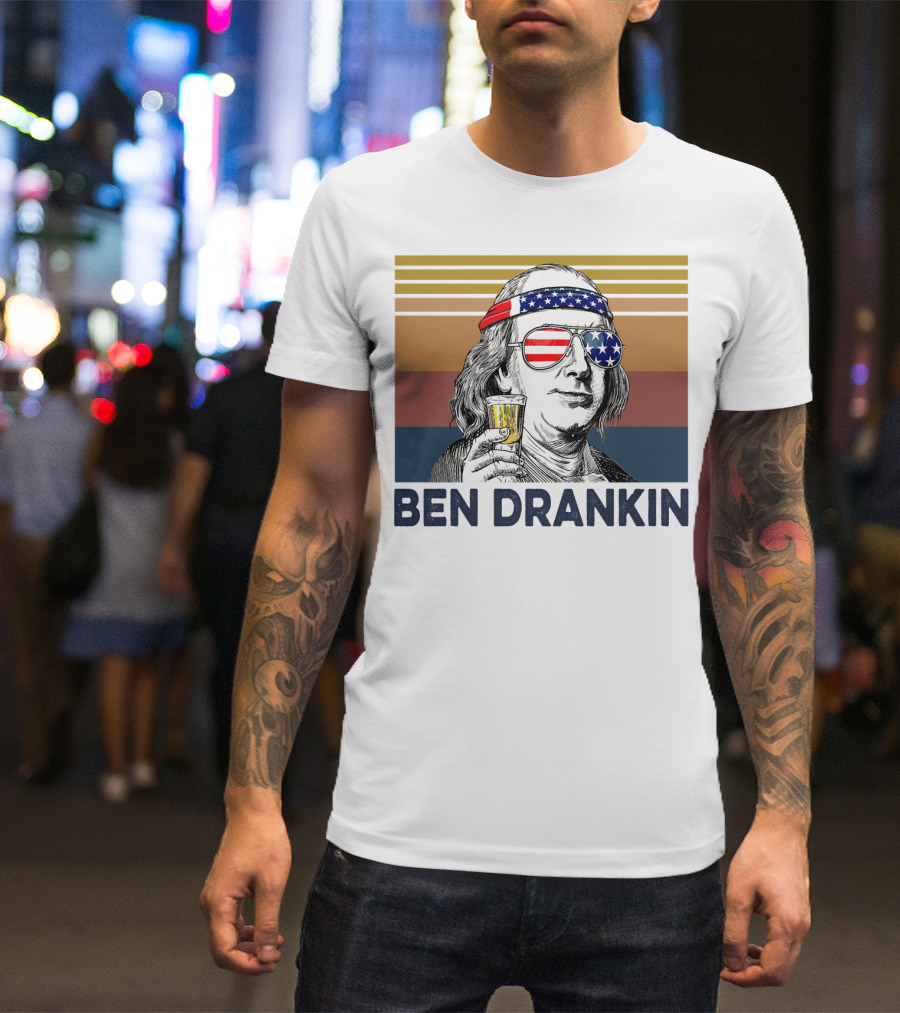 Ben Drankin Vintage USA Patriotic Beer T-Shirt