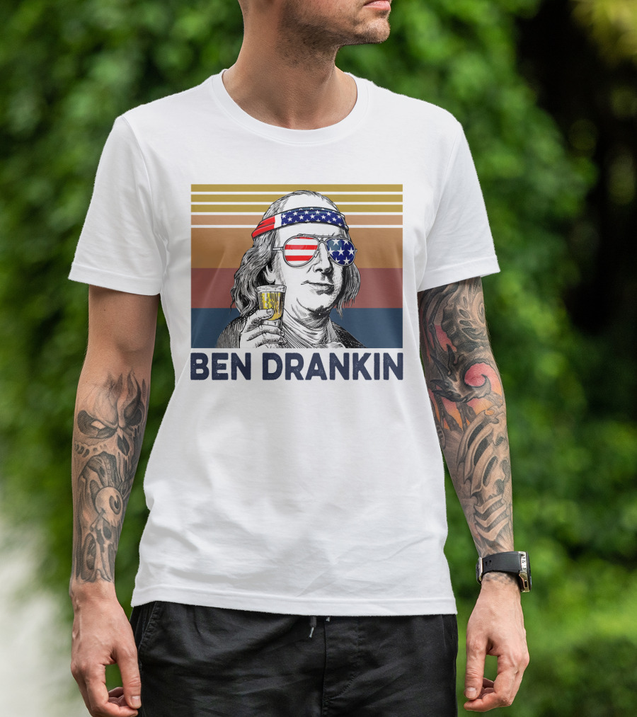 Ben Drankin Vintage USA Patriotic Beer T-Shirt