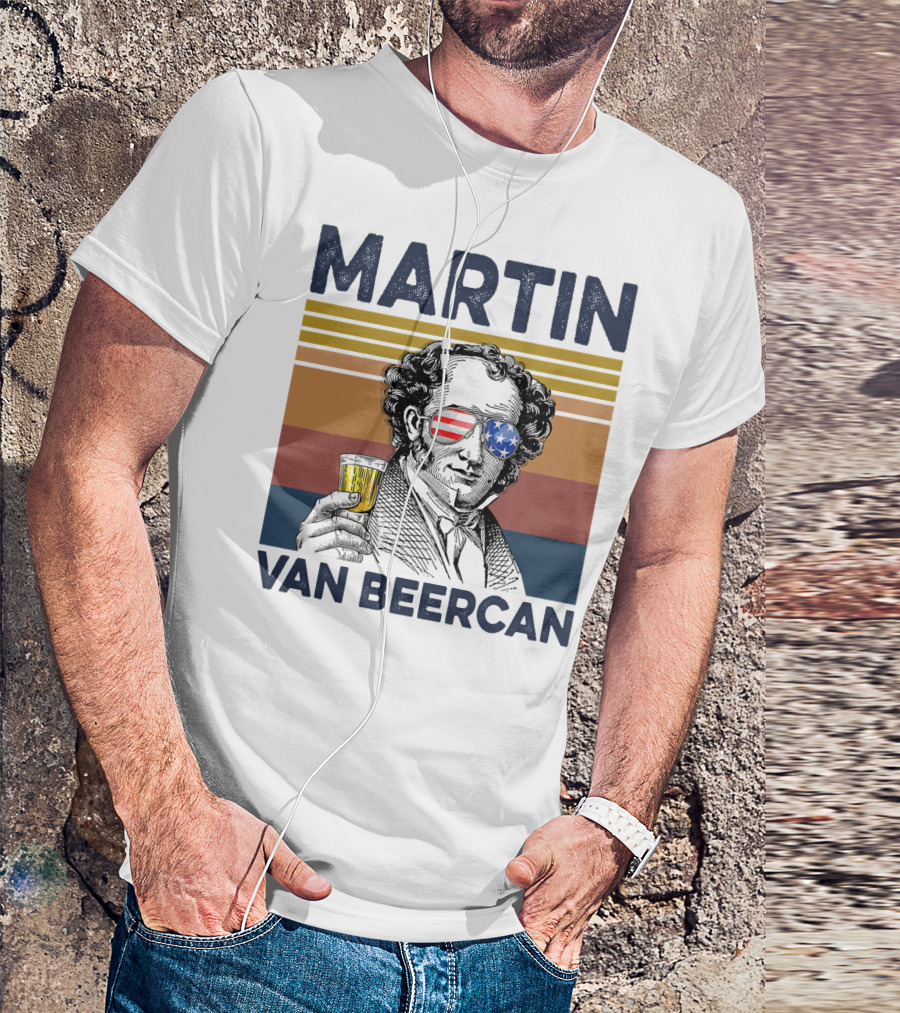 Martin Van Beercan American Flag Vintage Drink USA T-Shirt