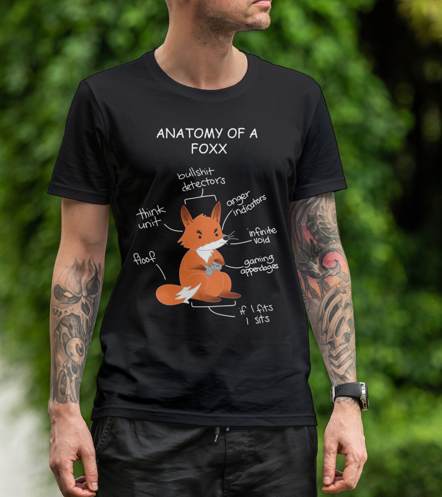 Anatomy Of A Foxx Bullshit Detectors Anger Indicators Infinite Void Gaming Appendages Think Unit Floof If I Fits I Sits T-Shirt