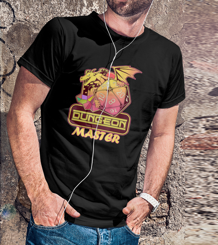 Dungeon Master Dragon D20 Dice Gaming T-Shirt