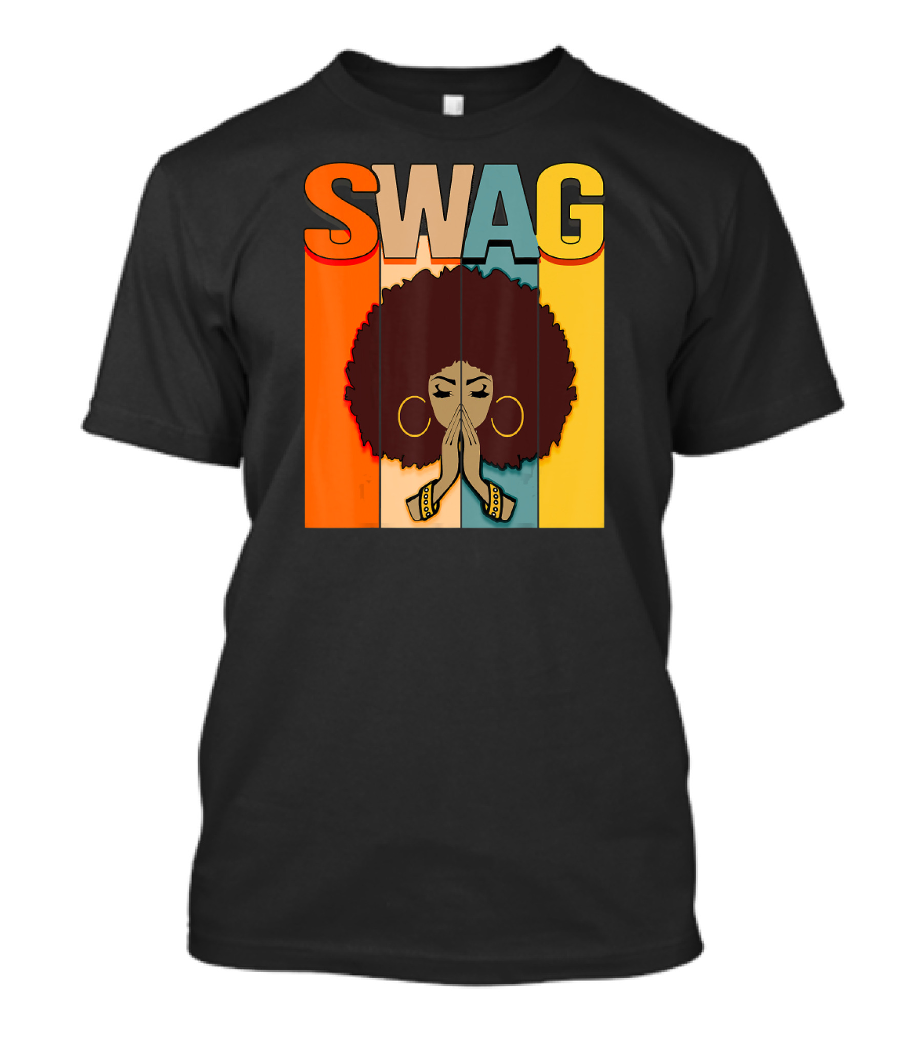 SWAG Melanin Afro Icon With Praying Hands Black History T-Shirt