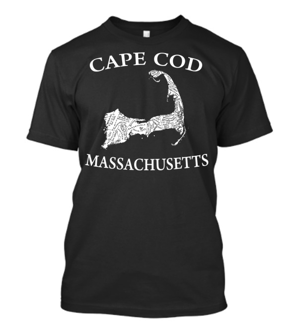 Cape Cod Map Massachusetts Text Overlay T-Shirt