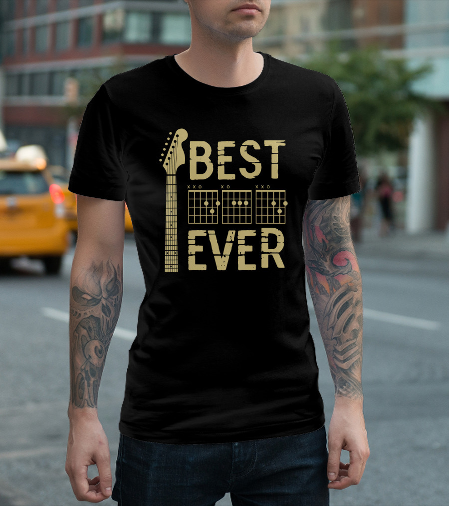 Guitarist Father Best Dad Ever Chord Guitar Headstock And Chords T-Shirt