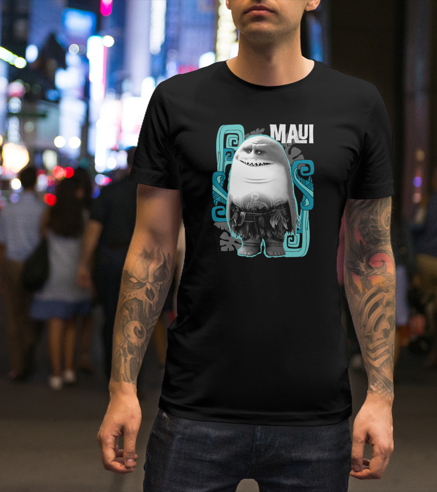 Maui Half Shark Disney Moana Character With Tribal T-Shirt