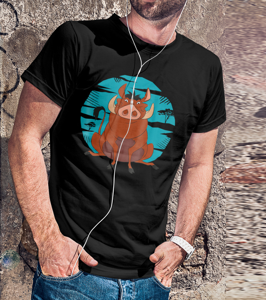 Disney The Lion King Happy Pumbaa African Savanna Scene T-Shirt