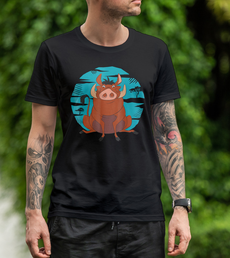 Disney The Lion King Happy Pumbaa African Savanna Scene T-Shirt