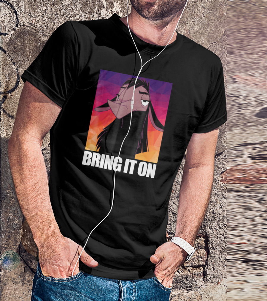 Disney Emperor's New Groove Kuzco Llama Bring It On Colorful Geometric Background T-Shirt