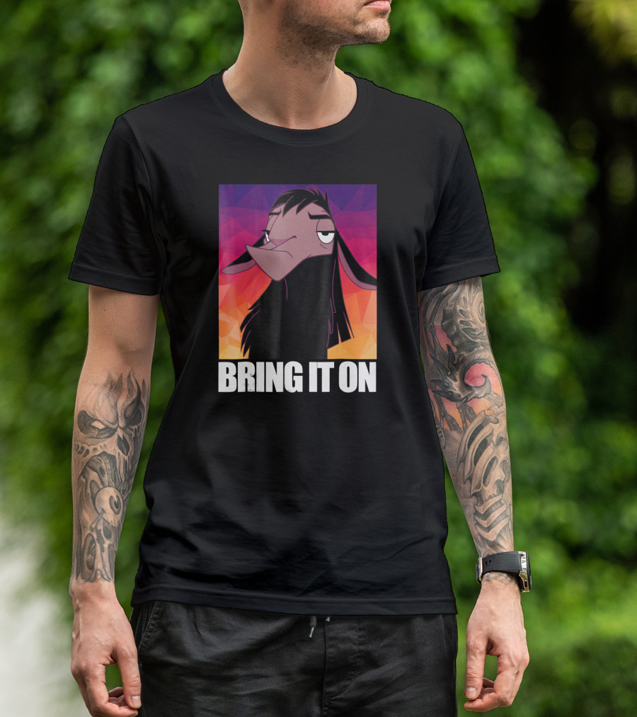 Disney Emperor's New Groove Kuzco Llama Bring It On Colorful Geometric Background T-Shirt