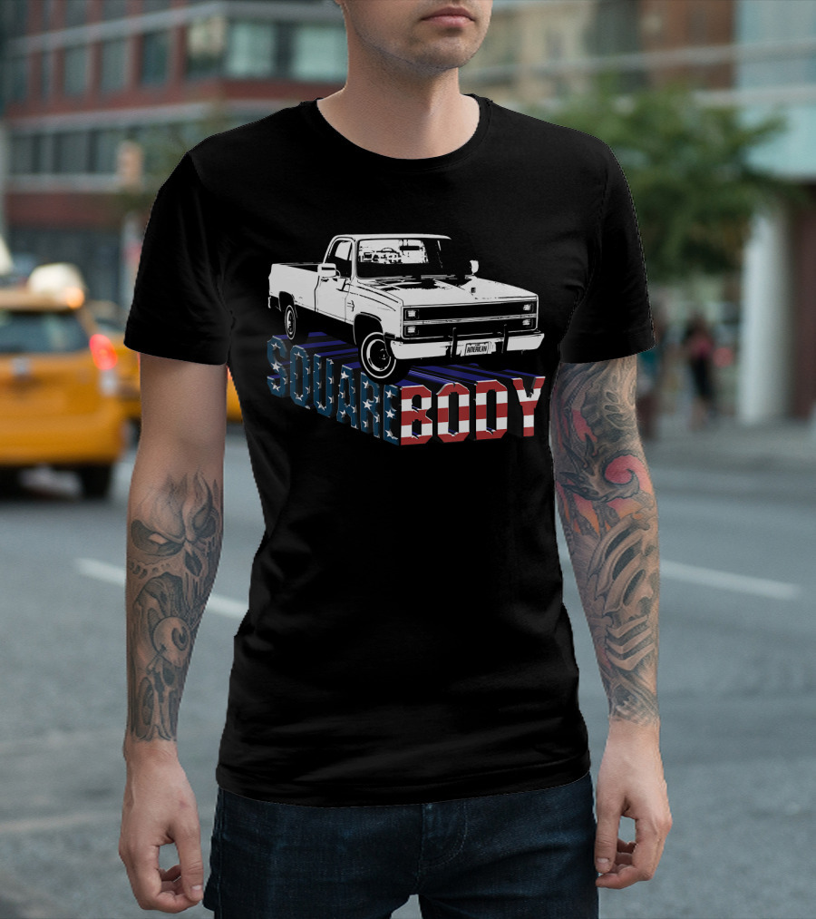 Square Body Truck American Flag Patriotic T-Shirt