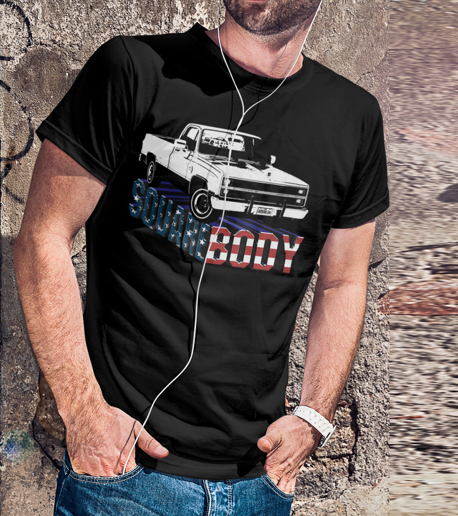 Square Body Truck American Flag Patriotic T-Shirt