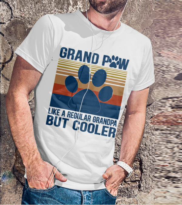 GRAND PAW Like A Regular Grandpa But Cooler Retro Paw Prints T-Shirt