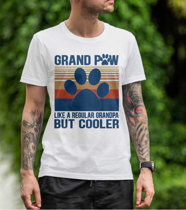 GRAND PAW Like A Regular Grandpa But Cooler Retro Paw Prints T-Shirt
