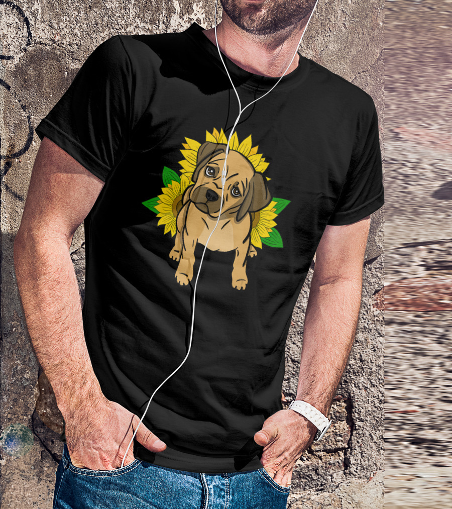 Puggle Puppy Sunflowers T-Shirt