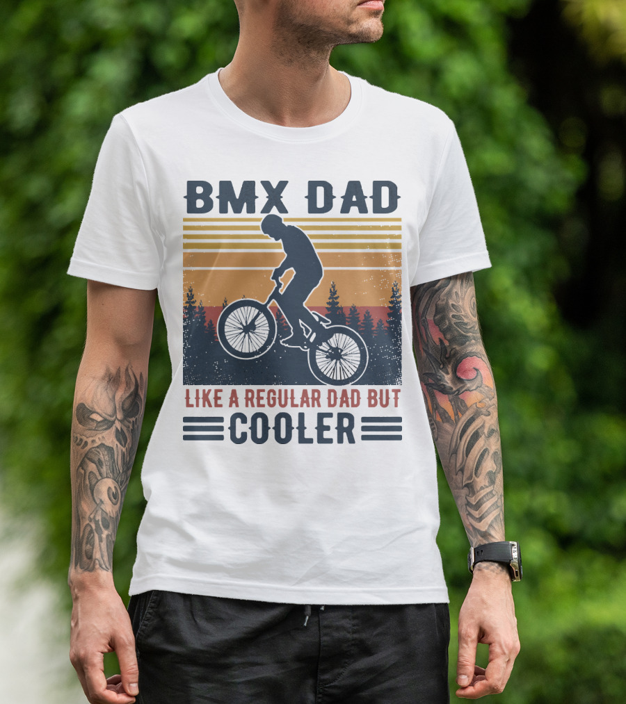 BMX Dad Like A Regular Dad But Cooler Retro Forest T-Shirt