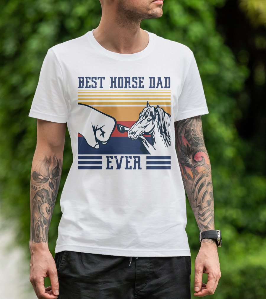 Best Horse Dad Ever Fist Bump Vintage Father T-Shirt
