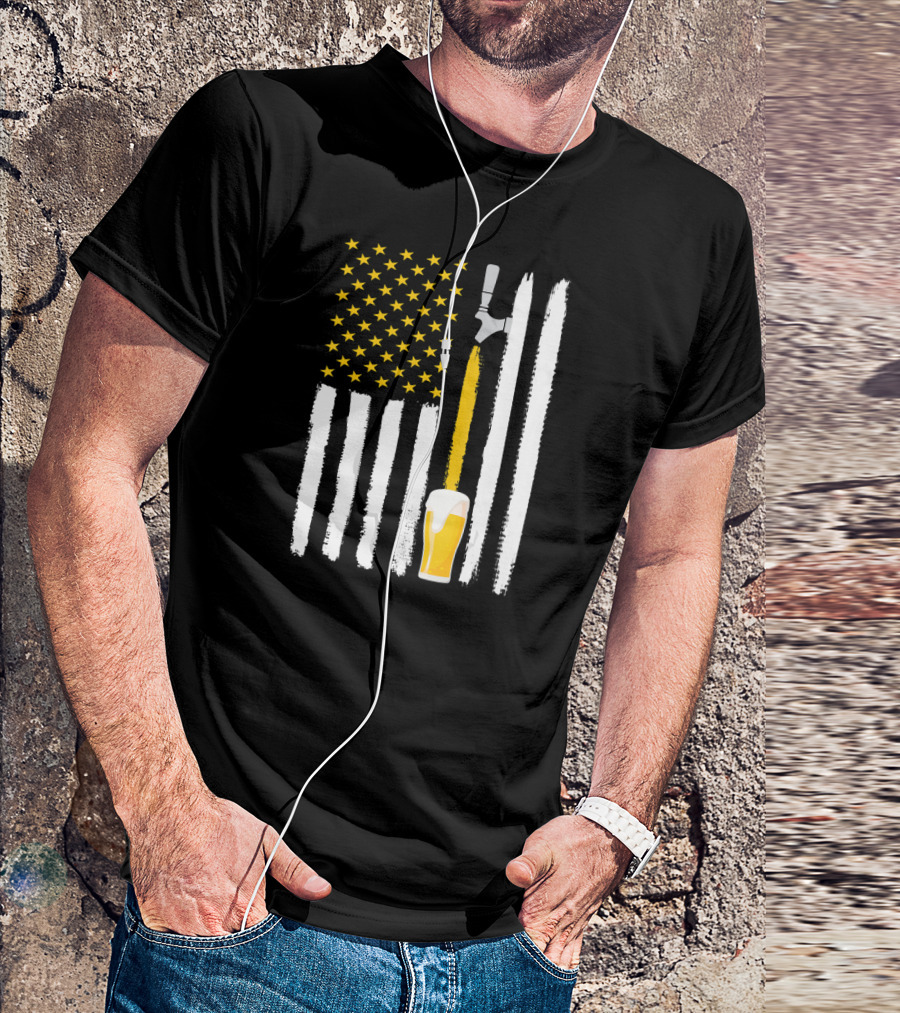 USA Flag Craft Beer Tap Pint 4th July T-Shirt