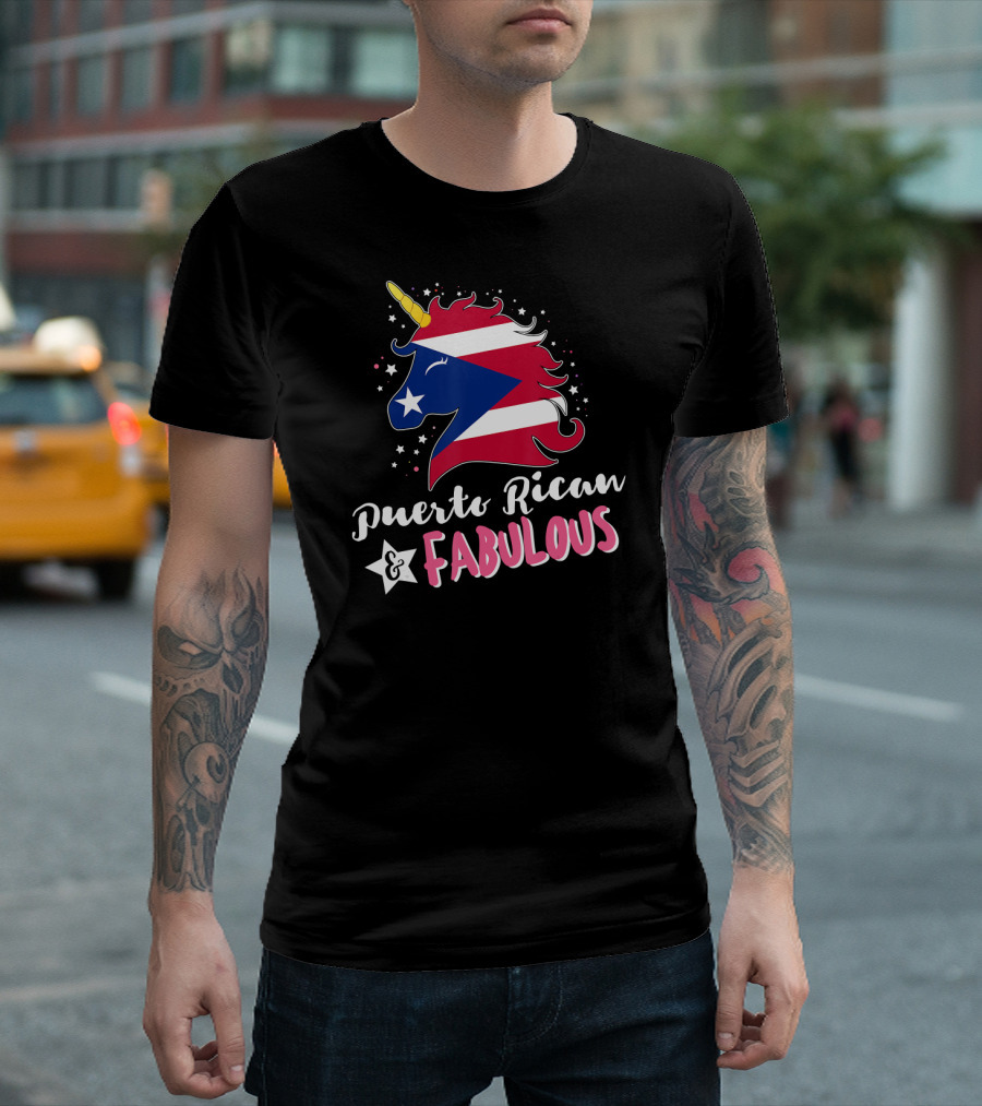 Puerto Rican And Fabulous Unicorn Puerto Rico Flag T-Shirt