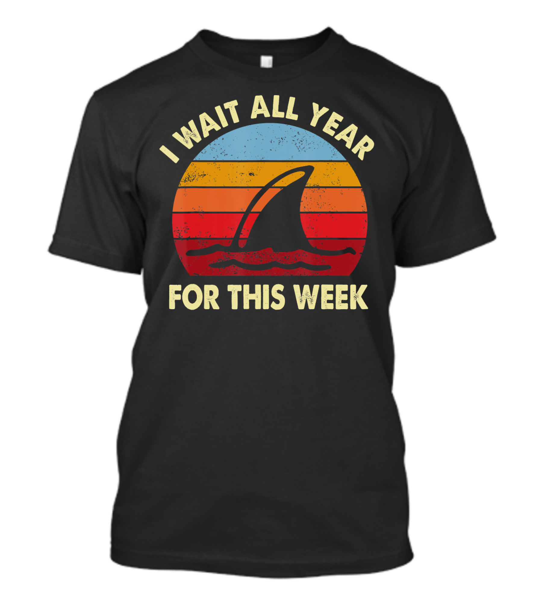 I Wait All Year For This Week Shark Retro Sunset T-Shirt