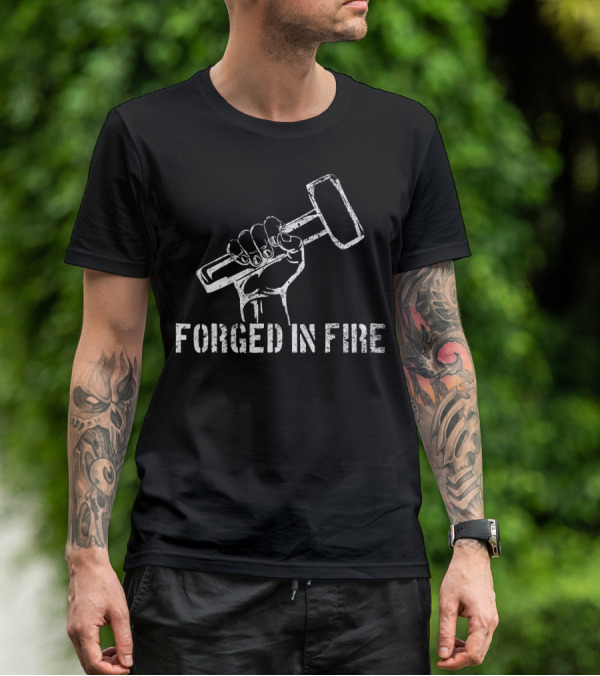 Vintage Blacksmith Forged In Fire Hammered Hand T-Shirt