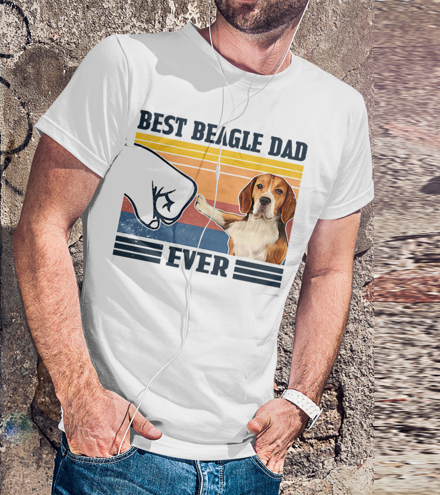 Best Beagle Dad Ever Vintage Fist Bump T-Shirt