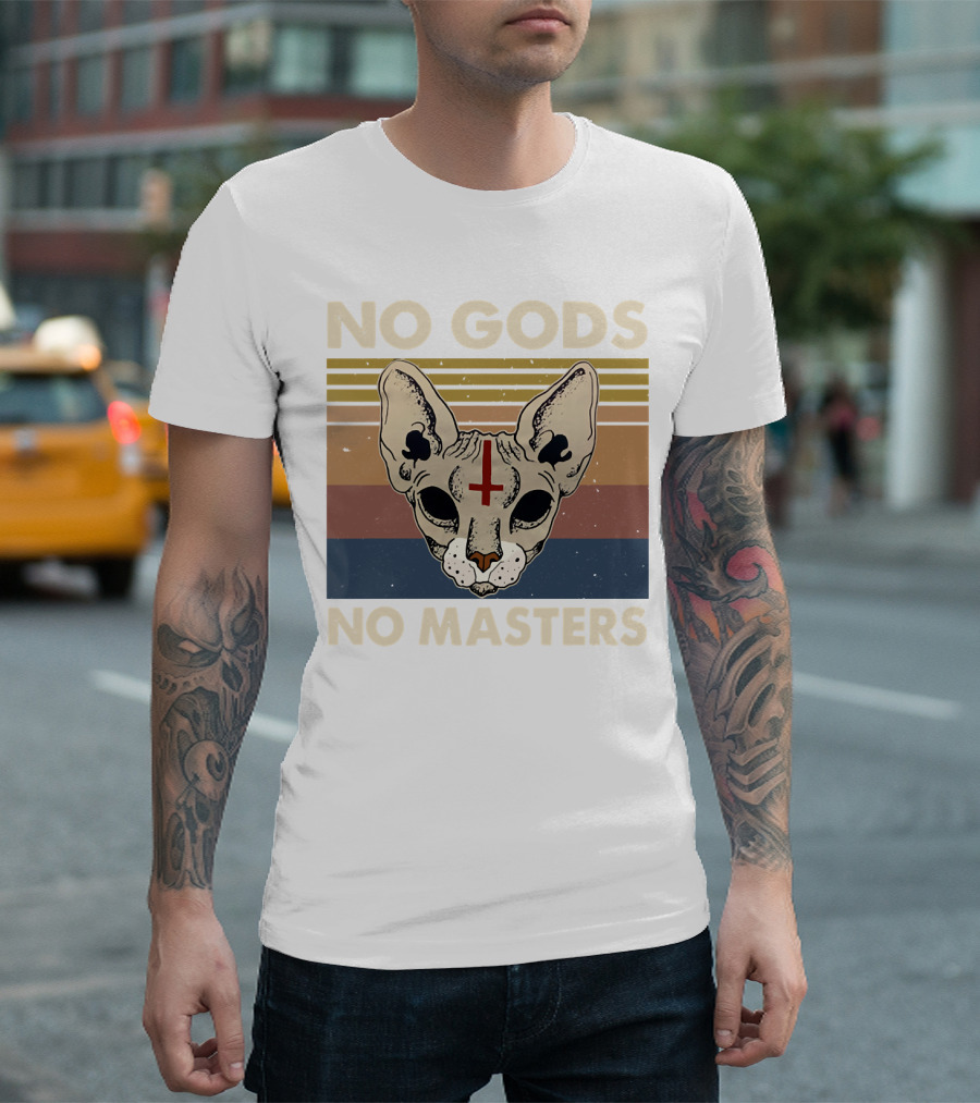 No Gods No Masters Sphynx Cat Retro T-Shirt