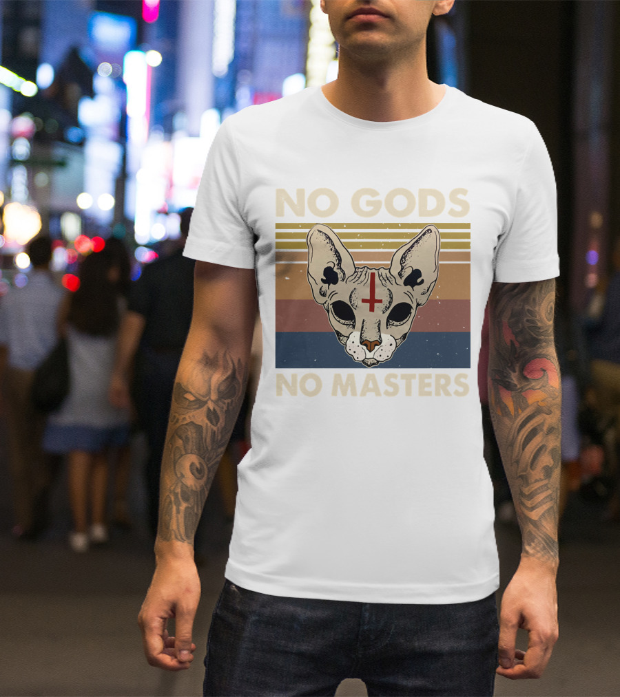 No Gods No Masters Sphynx Cat Retro T-Shirt