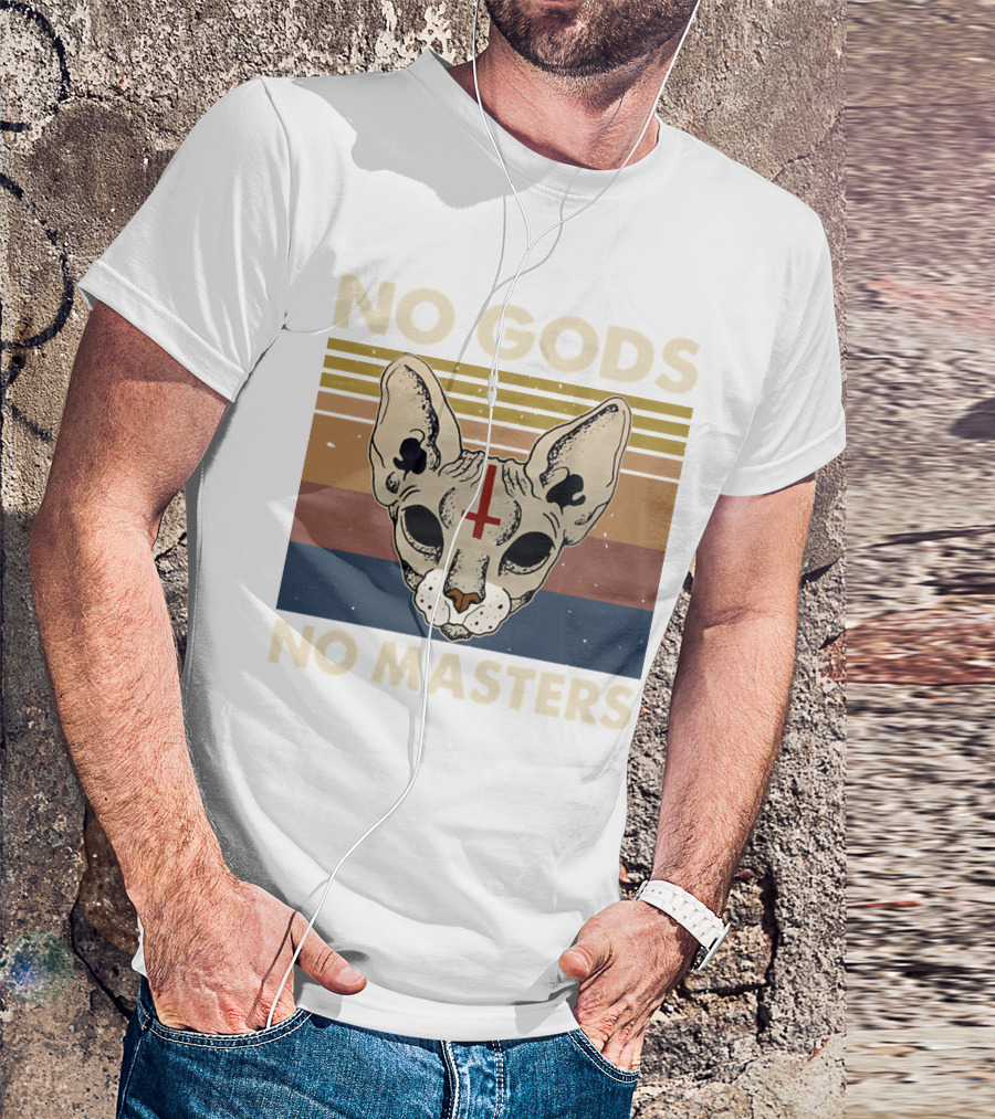 No Gods No Masters Sphynx Cat Retro T-Shirt