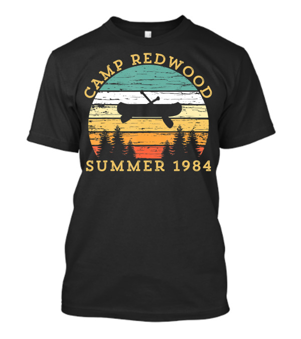 Camp Redwood Summer 1984 Retro Vintage Canoe And Trees T-Shirt