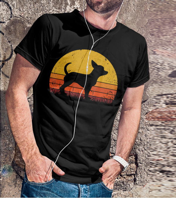 Retro Chihuahua Silhouette In Sunset T-Shirt