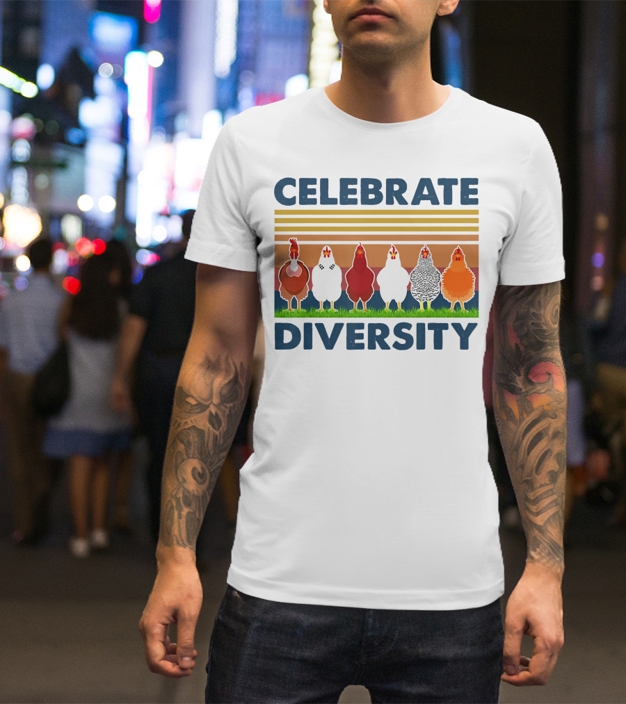Celebrate Diversity With Chickens In Colorful Display T-Shirt
