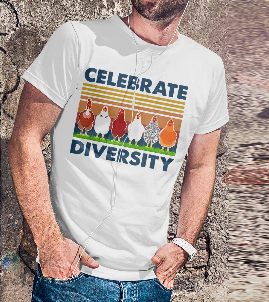 Celebrate Diversity With Chickens In Colorful Display T-Shirt