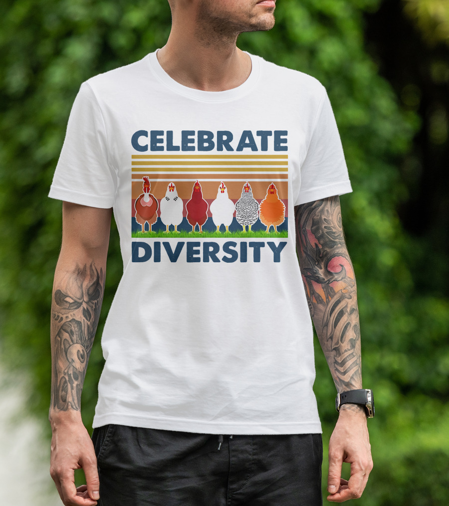Celebrate Diversity With Chickens In Colorful Display T-Shirt