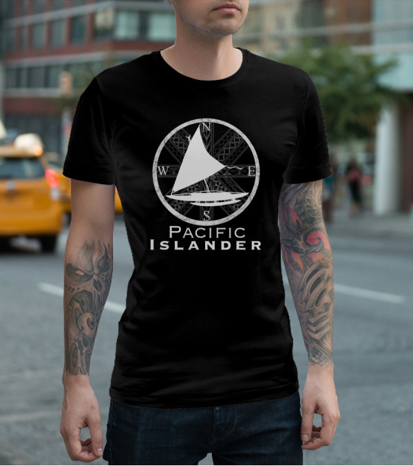 Pacific Islander Tribal Canoe Compass Sailboat T-Shirt
