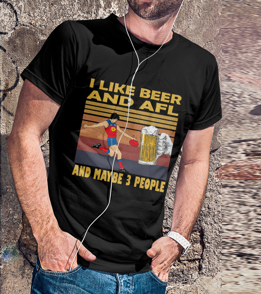 I Like Beer And AFL Maybe 3 People Retro Player And Beer Mug T-Shirt