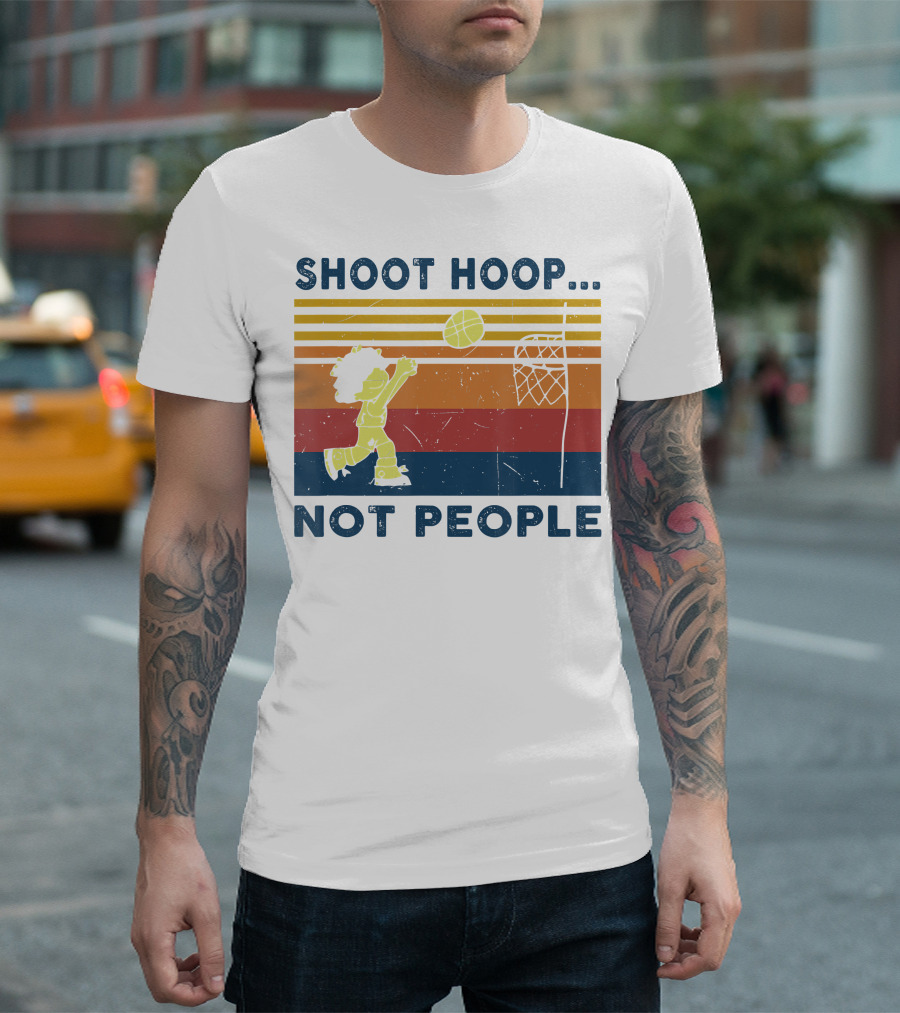 Shoot Hoop Not People Retro Basketball Stripes T-Shirt