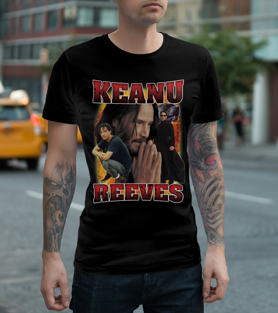 KEANU REEVES Collage with Iconic Movie Roles T-Shirt