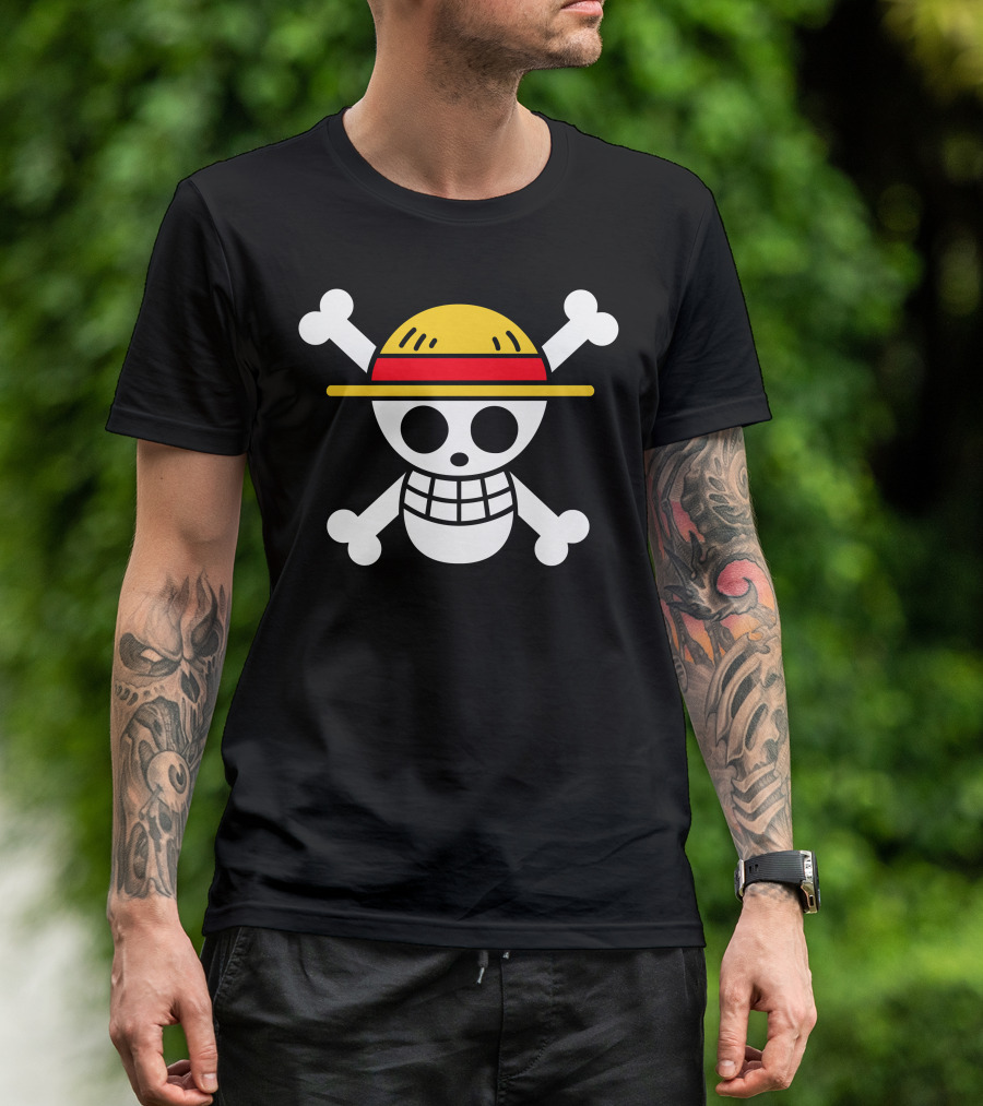 One Piece Jolly Roger Luffy Straw Hat Pirates Anime T-Shirt