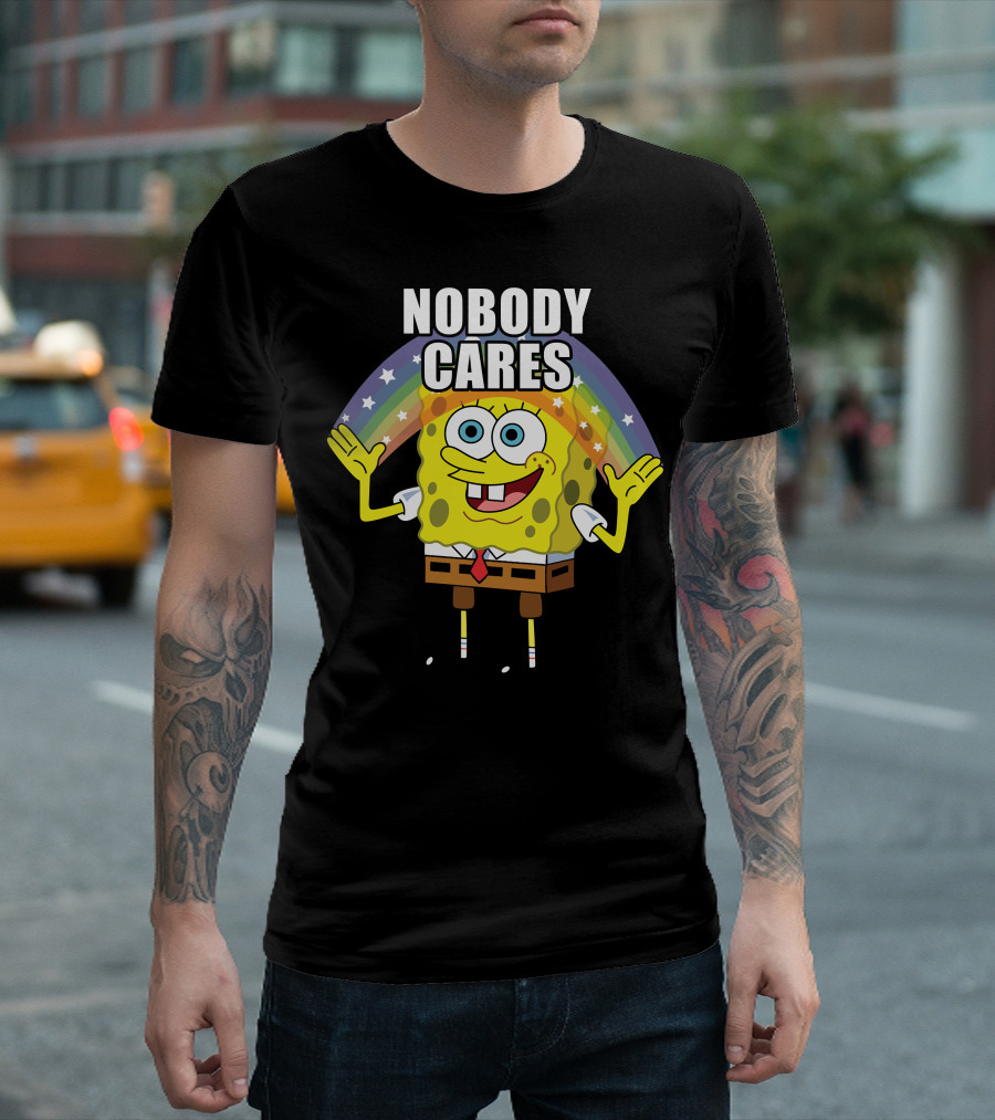 Spongebob Rainbow Nobody Cares T-Shirt