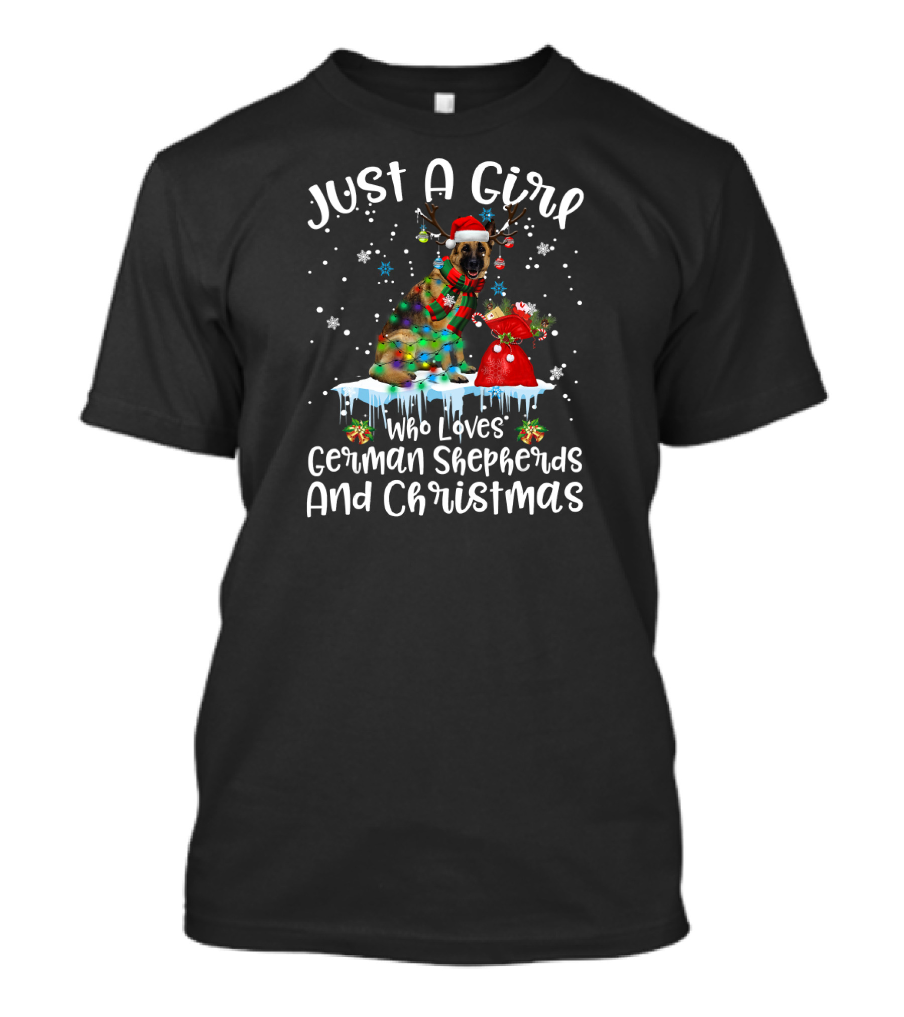 Just A Girl Who Loves German Shepherds And Christmas T-Shirt